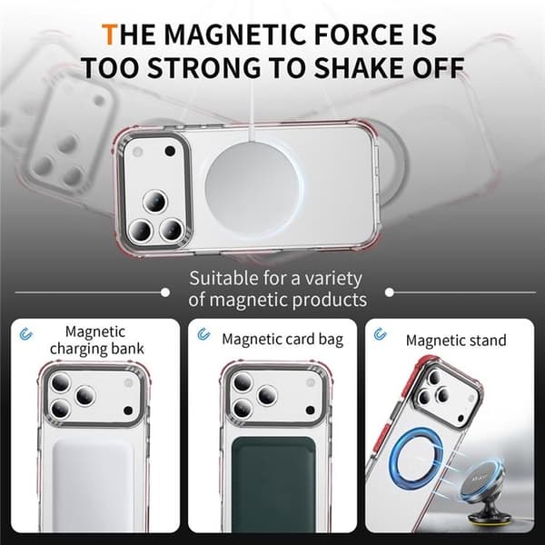 Mobilskal till iPhone 17 Pro Max MagSafe Anti Drop - Röd / Svart Röd