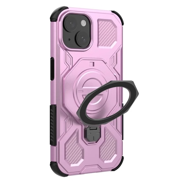 Mobilskal till iPhone 15 Plast Shockproof Med Ställ - Rosa Rosa