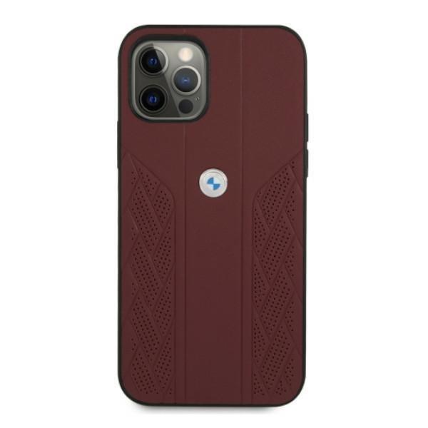 BMW Leather Curve Perforate Case iPhone 12 Pro Max - Rød Red