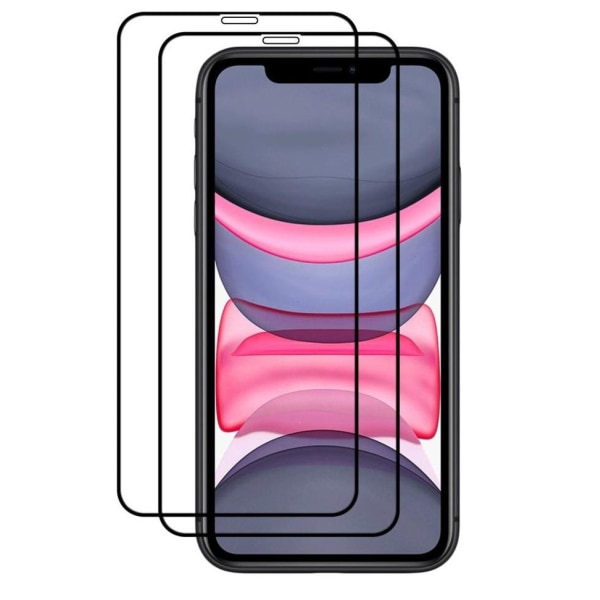 [2-PACK] Härdat Glas Skärmskydd iPhone 12 Mini - Svart Svart
