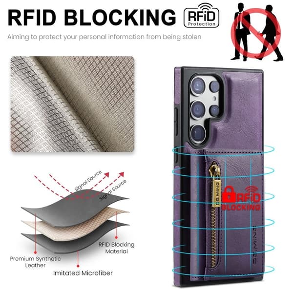 DG.MING M5 Series Samsung Galaxy S24 Plånboksfodral Konstläder Lila