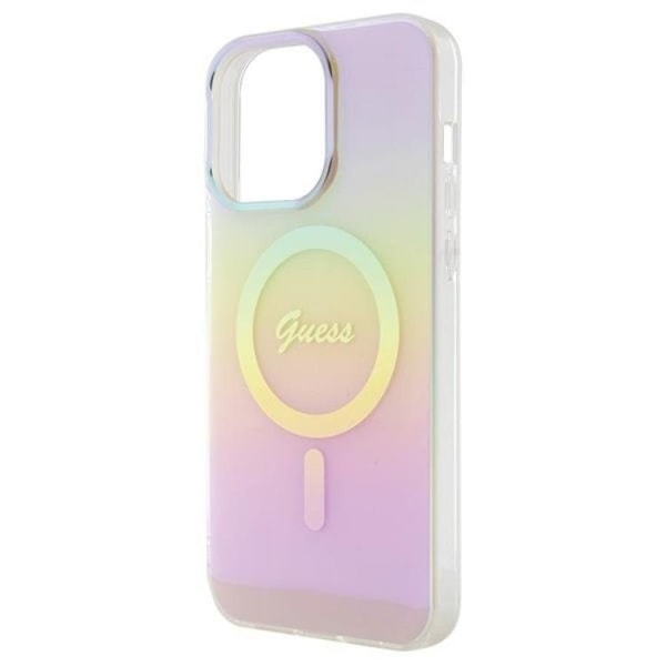 Guess iPhone 15 Pro Mobilskal Magsafe IML Iridescent - Rosa