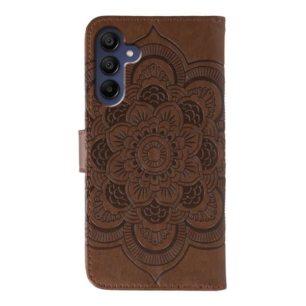 Samsung Galaxy S26 Plus Skal Konstläder Mandala Tryck - Brun