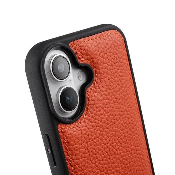 MELKCO Mobilskal till iPhone 16 Äkta Läder PC Orange