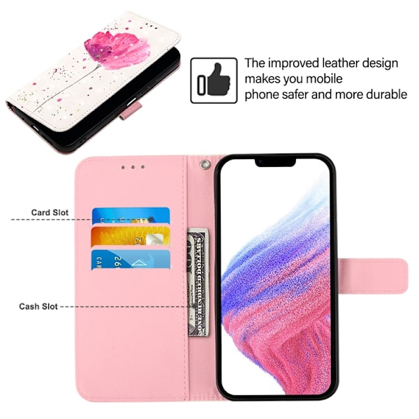 iPhone 17 Pro Plånboksfodral Printing Pattern Med Strap Rosa