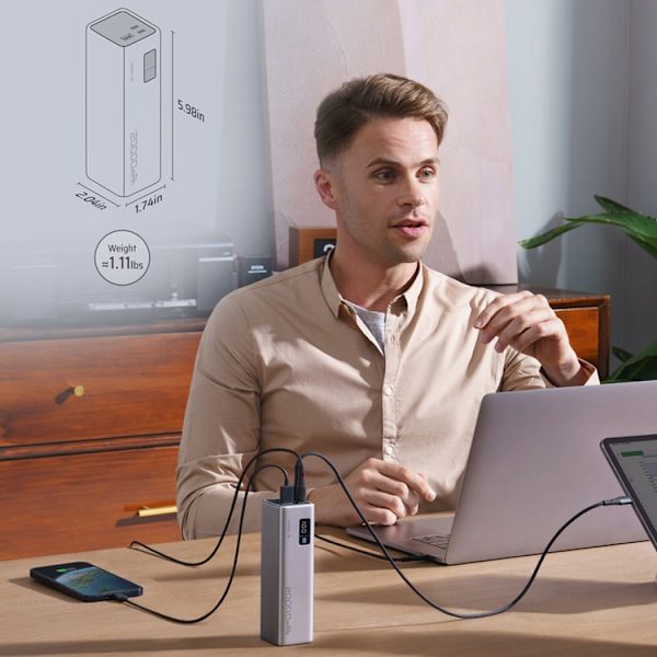 Cuktech Powerbank 20000 mAh 100W 2xUSB-C 1xUSB-A - Grå Grå