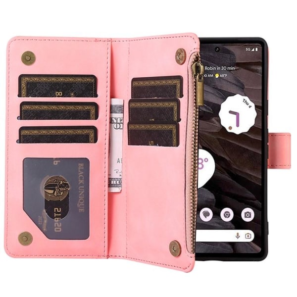 Google Pixel 7A Wallet Case Rhombus Imprint - Pink