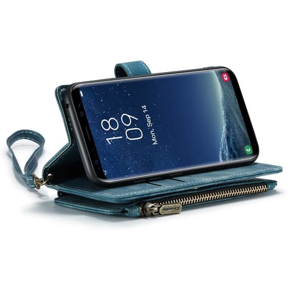 CASEME Konstläder Plånboksfodral för Samsung Galaxy S20 4G/5G Blå