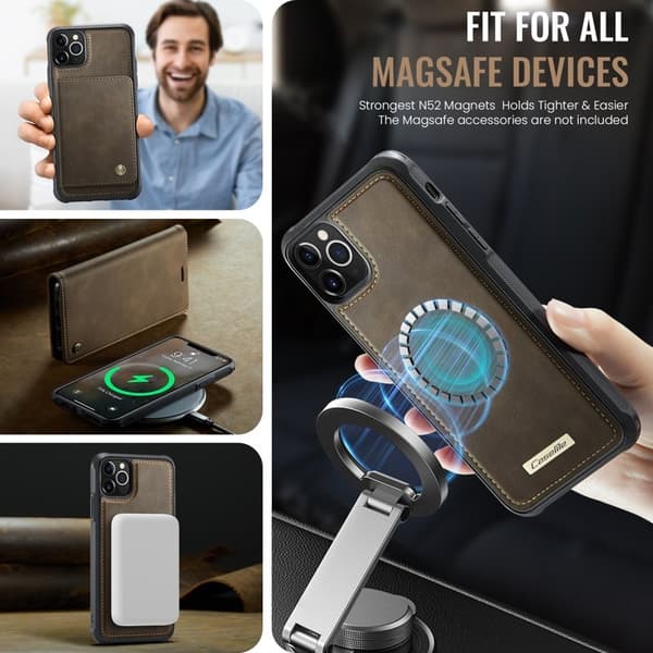 CASEME C49 Mobilskal till iPhone 11 Pro Max MagSafe RFID Läder Kaffe