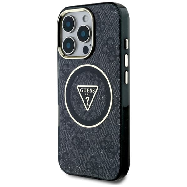 Guess Telefontaske til iPhone 16 Pro Magsafe Glitter - Sort Svart