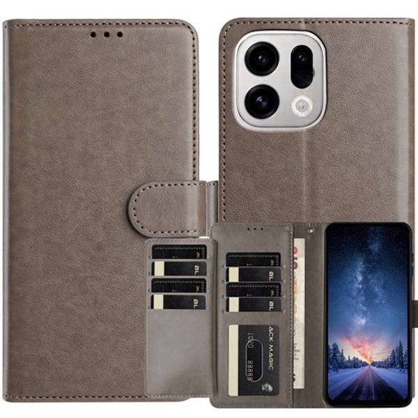 Oppo Find X9 Pro 5G Plånboksfodral Flip Konstläder - Grå