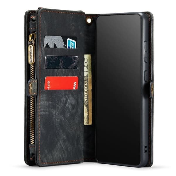 CASEME Multi-function Wallet Mobilskal för Samsung Galaxy S21 FE - Svart
