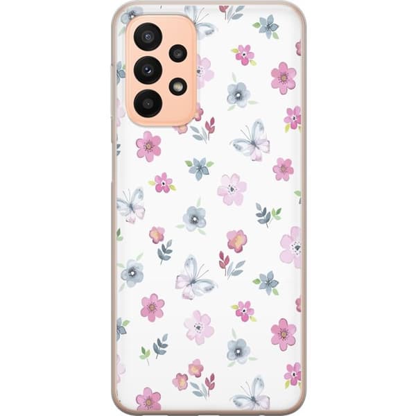 Mobilcover til Samsung Galaxy A23 med blomster og sommerfugle