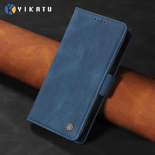 YIKATU OnePlus 15 5G Konstläder Plånboksfodral Skin-touch Feeling Blå