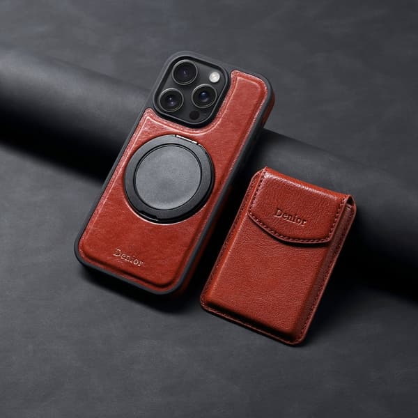 DENIOR D22 Mobilskal till iPhone 16 Pro Max Äkta Läder Röd