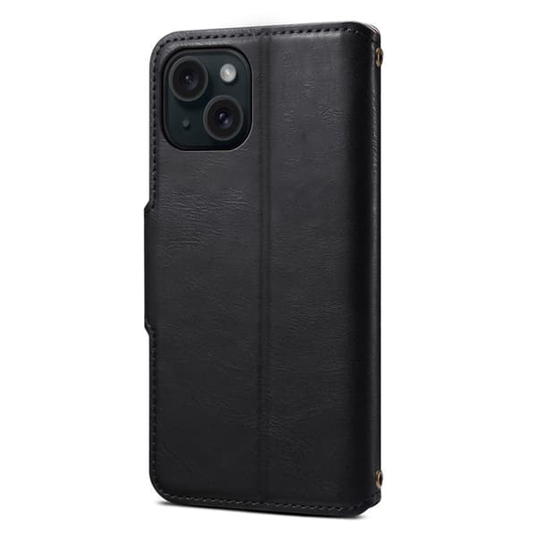 DENIOR iPhone 15 Plånboksfodral Konstläder Svart