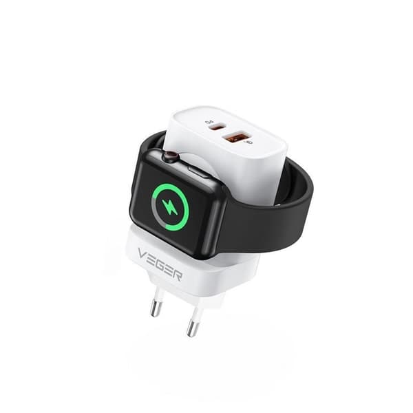 Verger Vægoplader Adaptere USB-A-USB-C - Hvid Grå