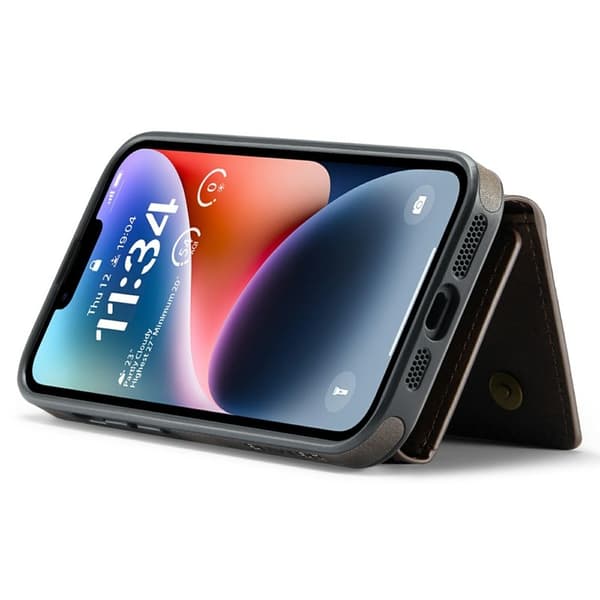 DG.MING M6 Series Mobilskal till iPhone 14 Magnetiskt Plånboksfodral - Brun