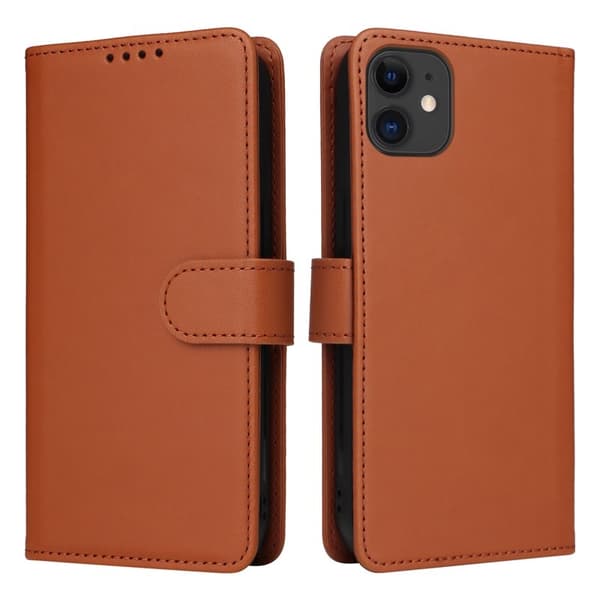 BETOPNICE iPhone 11 Plånboksfodral Magnetiskt Detachable Konstläder - Brun