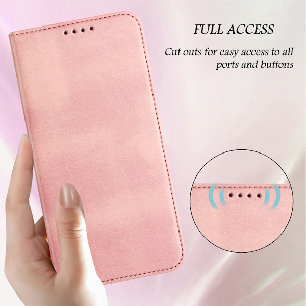OnePlus 15 Plånboksfodral Retro RFID-Skydd Konstläder Rosa