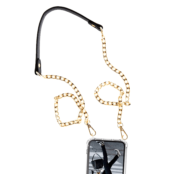 Boom iPhone 13 Pro skal med mobilhalsband- ChainStrap Black Svart