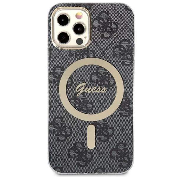 Guess iPhone 12/12 Pro Magsafe Skal Print + Trådlös Laddare - Svart Svart