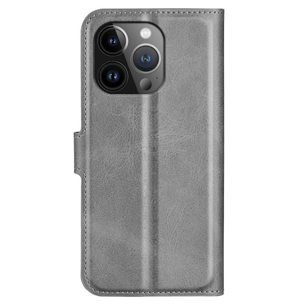 iPhone 15 Pro Plånboksfodral Calf Flip Folio - Grå