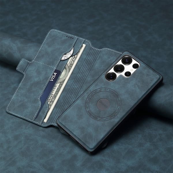 DENIOR B06 Samsung Galaxy S25 Ultra Plånboksfodral Konstläder + TPU Blå