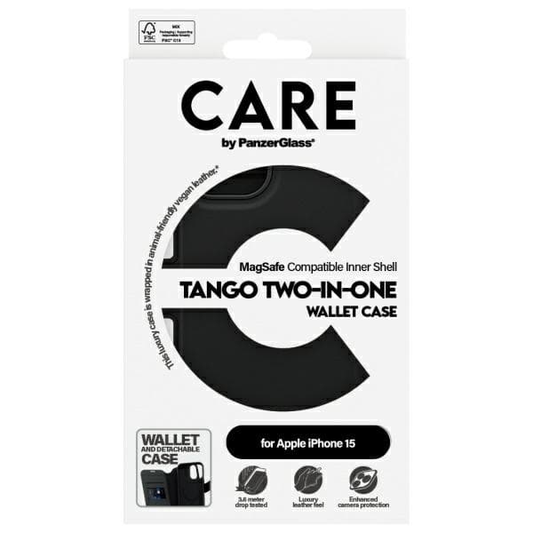 CARE PanzerGlass iPhone 15 Pung Taske MagSafe Tango - Sort