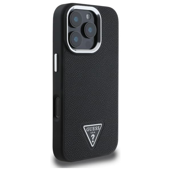Guess Mobilskal till iPhone 16 Pro Max MagSafe Grained Triangle - Svart Black