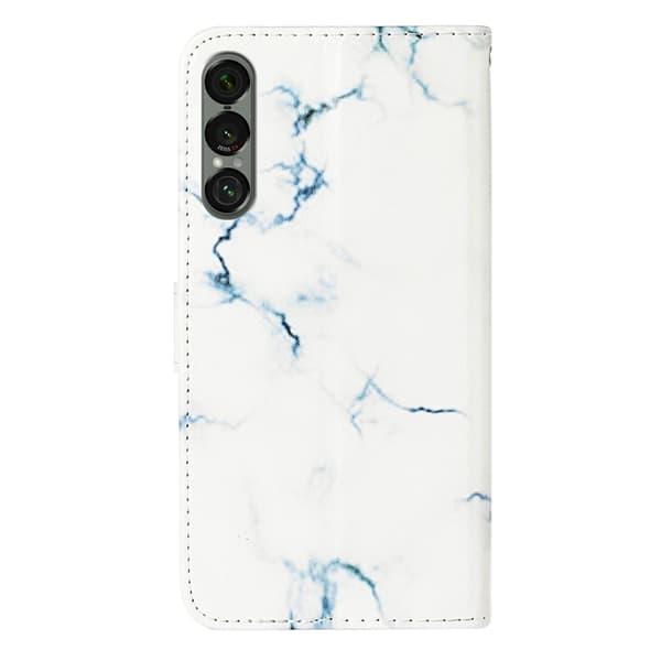 Sony Xperia 1 VII Konstläder Plånboksfodral Marble Painted - Vit Vit