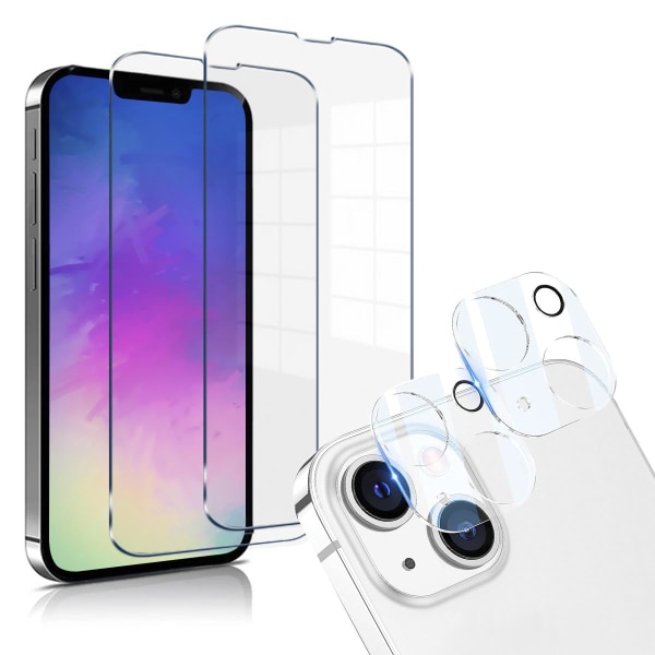 iPhone 13 Mini [4-PACK] 2 X Linsskydd Glas + 2 X Härdat Glas