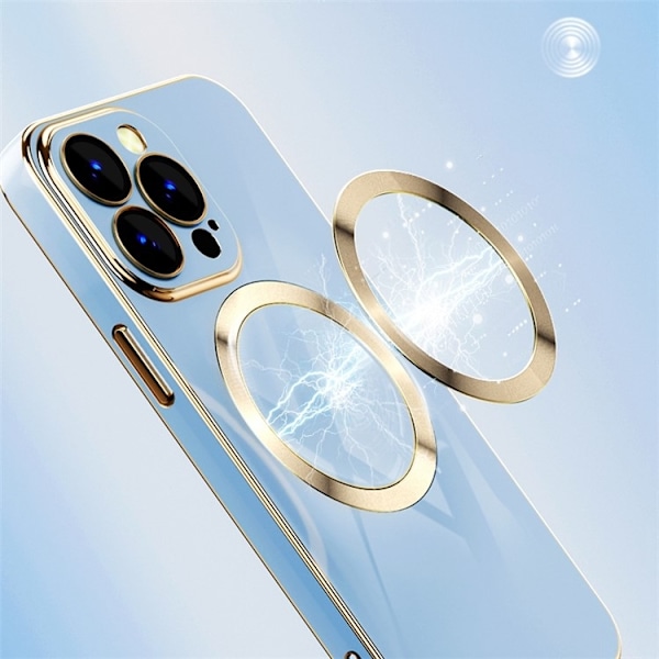 iPhone 14 Pro Magsafe Skal Gold Edge - Blå Blå