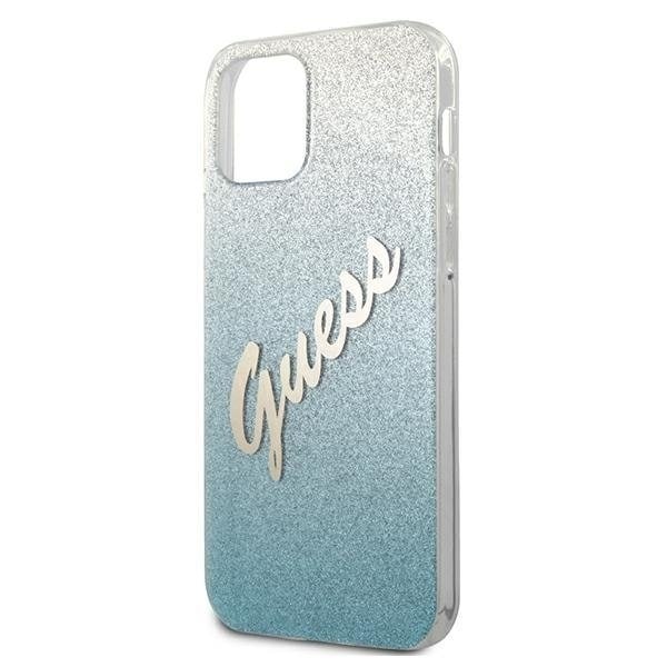 Guess Skal iPhone 12 & 12 Pro Glitter Gradient Script - Blå Blå