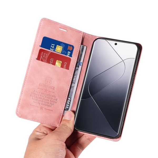 BETOPNICE 003 för Xiaomi 14 Pro Plånboksfodral Konstläder - Rosa