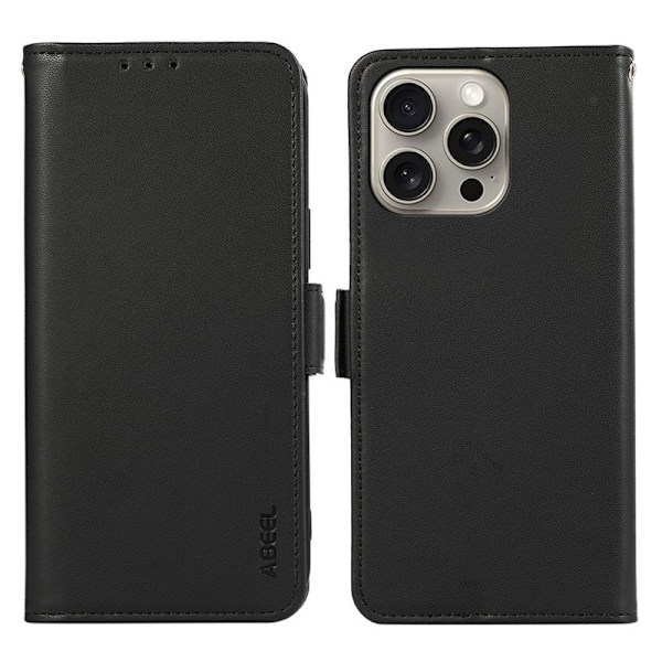 ABEEL iPhone 12 Pro Max Konstläder Plånboksfodral Svart