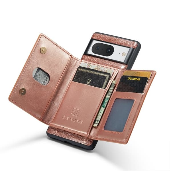 DG.MING M3 Series Konstläder Plånboksfodral för Google Pixel 8 Roséguld