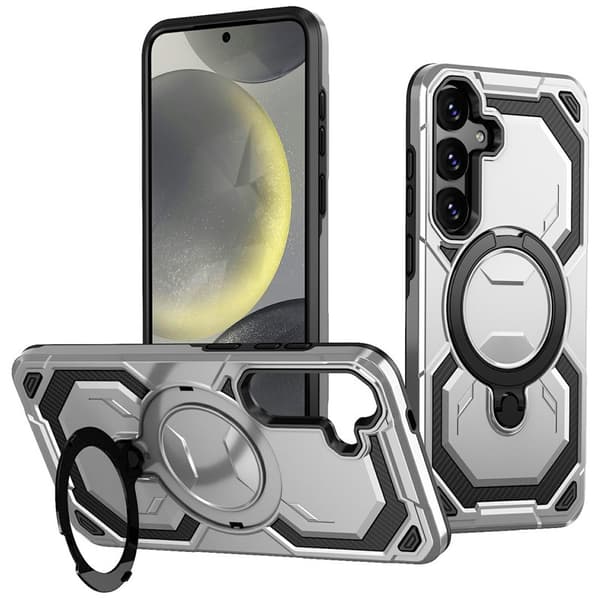 Mobilskal för Samsung Galaxy S26 Plus Magnetiskt Ring Kickstand PC + TPU - Grå