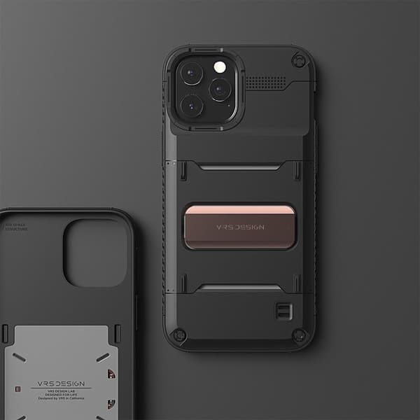 VRS DESIGN Damda QuickStand iPhone 12 Pro Max -kotelo - musta pronssi Black
