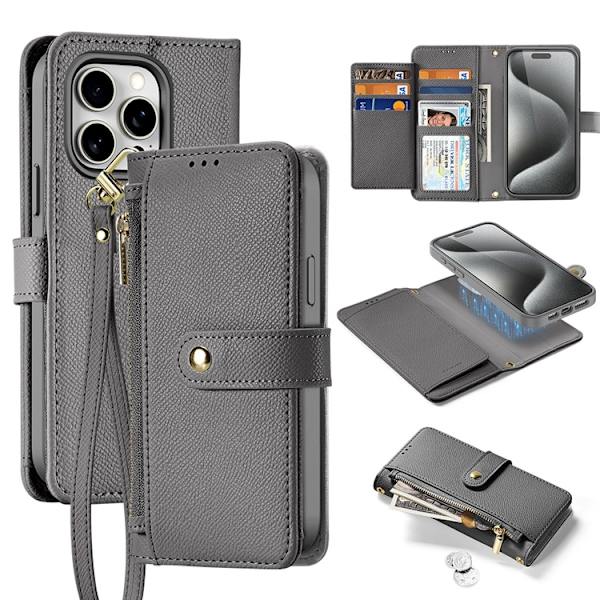 Dux Ducis iPhone 15 Pro Plånboksfodral Lawa Läder - Grå Grå