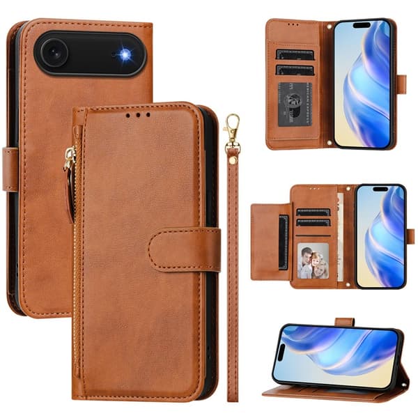 iPhone Air Plånboksfodral Zipper Pocket Läder - Brun Brun