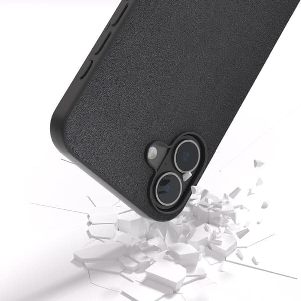 ABEEL Mobilskal till iPhone 16 Plus Äkta Läder + PC + TPU Skydd - Svart