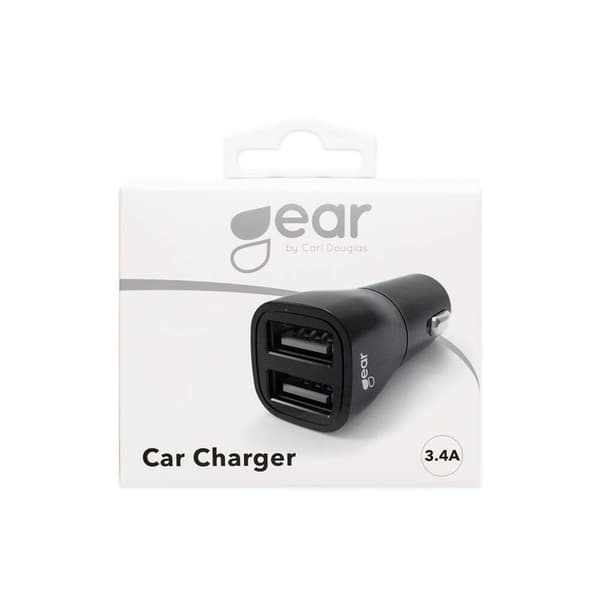 GEAR - Laturi 12/24V 2xUSB-A 3,4A Musta Black