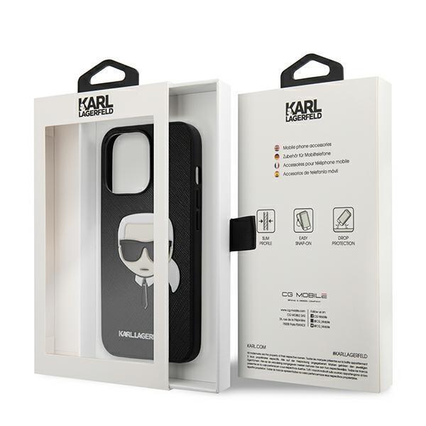 Karl Lagerfeld Saffiano Ikonik Karl`s Head Skl iPhone 13/13 Pr Black