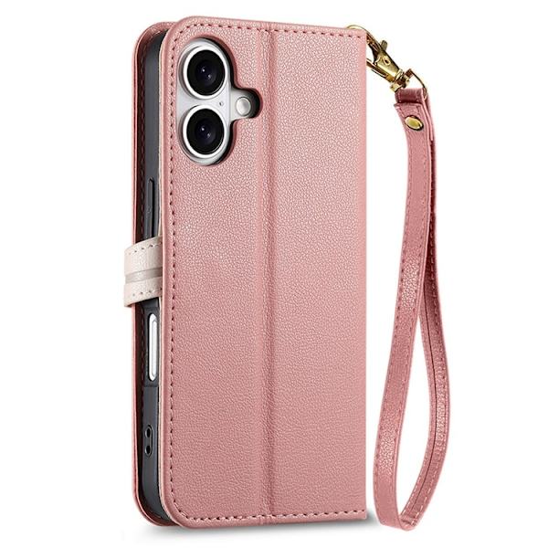 iPhone 17 Plånboksfodral Leaf Magnetiskt Spänne Konstläder Roséguld