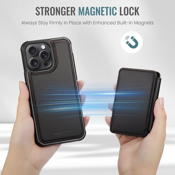 JEEHOOD J05 Mobilskal till iPhone 14 Pro Max Läder med Magnetficka - Svart
