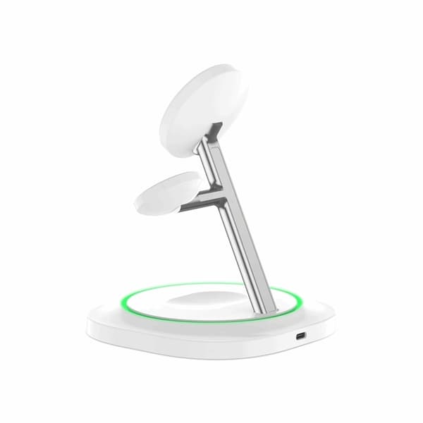 3-i-1 Magsafe trådløs oplader til iPhone Apple Watch AirPods Qi 15W Vit