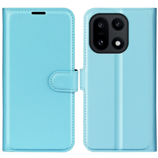 AMORUS OnePlus 15 Konstläder Plånboksfodral Litchi Shockproof - Blå Blå