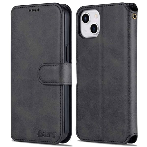 AZNS iPhone 14 Plånboksfodral Konstläder - Svart