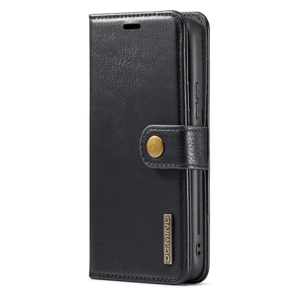 DG.MING Galaxy S23 Detachable Äkta Läder Plånboksfodral Ställ Svart